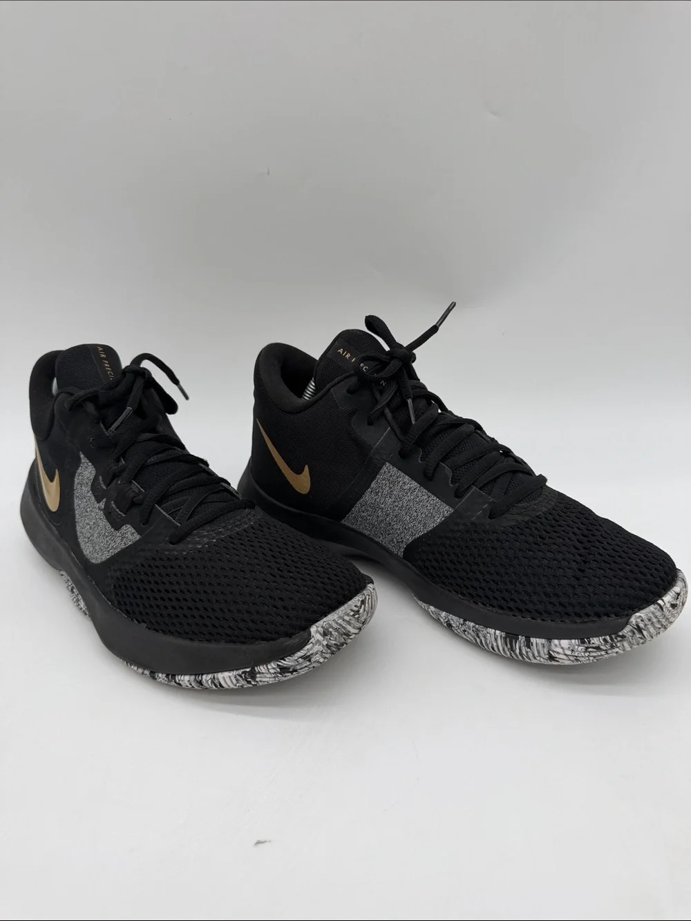 NIKE Air Precision II NBK Black/Metallic Gold B-Ball Trainer Mens 7.5 AA706-090